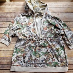 One World 2X Floral Sweatshirt Top Elbow Sleeve